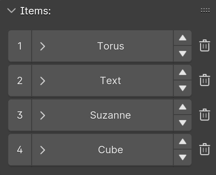 Blender Queue addon Items section